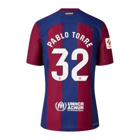 Camisolas FC Barcelona Pablo Torre 32 Criança 1º Equipamento Principal 2023-24 Manga Curta
